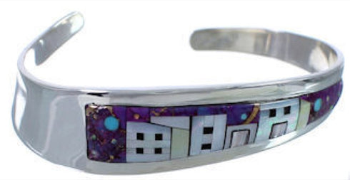 Native American Design Multicolor Sterling Silver Bracelet RS40908